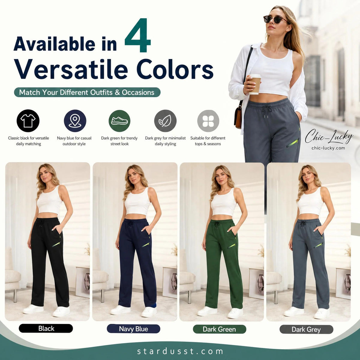 🔥Women’s Straight-Leg Cargo Trousers – Elastic Waist, 6-Pocket Casual Pants for Work, Travel & Everyday Wear 👖✨ 3