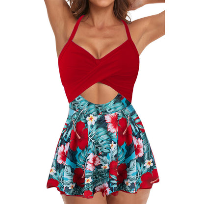 🩱Women's Cutout One Piece Skirt Swimsuit