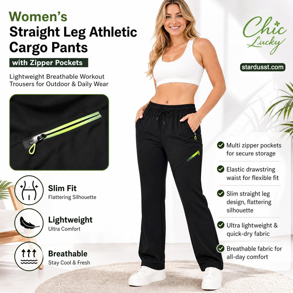 🔥Women’s Straight-Leg Cargo Trousers – Elastic Waist, 6-Pocket Casual Pants for Work, Travel & Everyday Wear 👖✨ 3