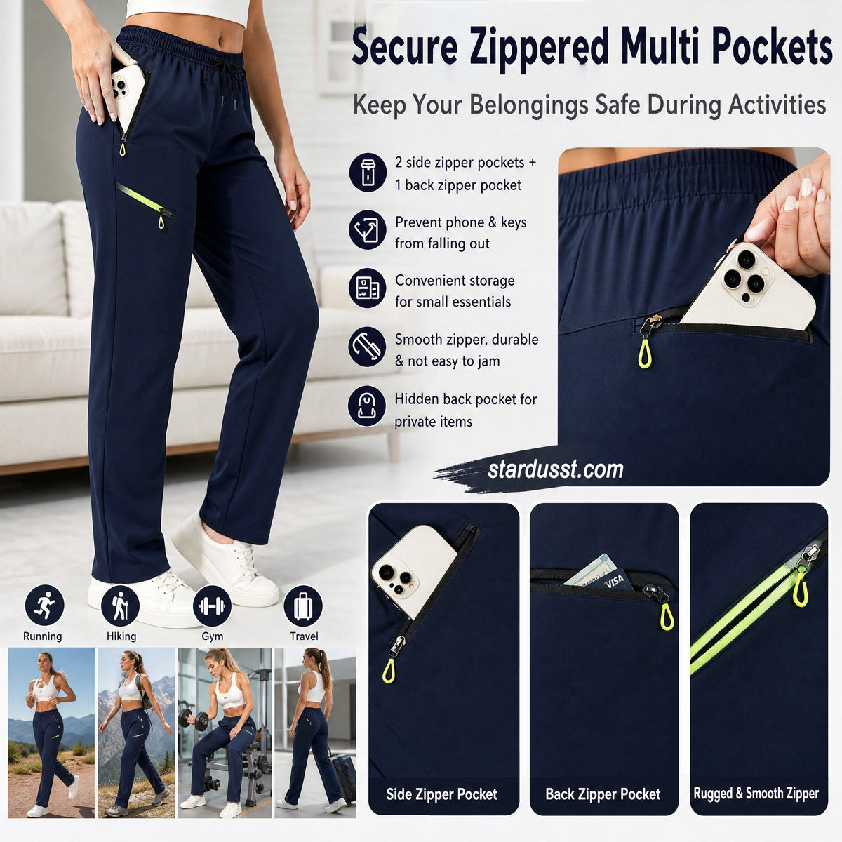 🔥Women’s Straight-Leg Cargo Trousers – Elastic Waist, 6-Pocket Casual Pants for Work, Travel & Everyday Wear 👖✨ 3