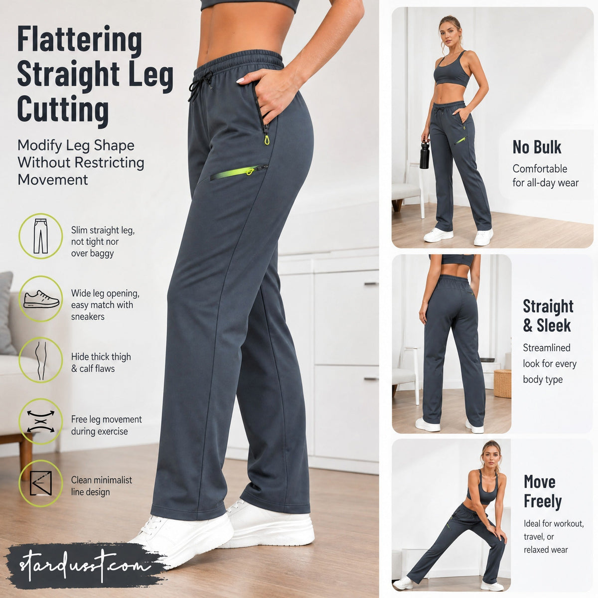 🔥Women’s Straight-Leg Cargo Trousers – Elastic Waist, 6-Pocket Casual Pants for Work, Travel & Everyday Wear 👖✨ 3