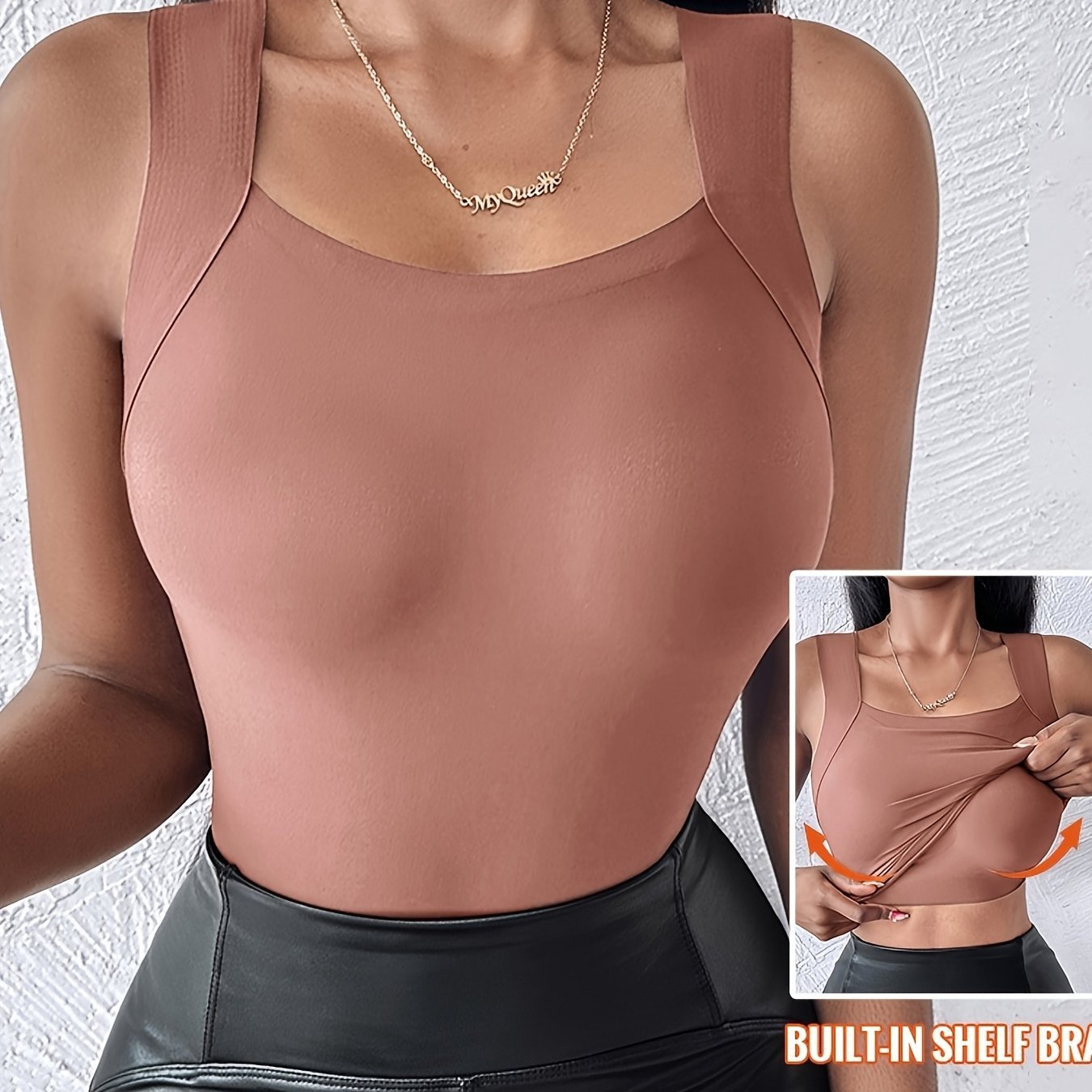 💐 Women’s U-Neck Tank Tops with Built-In Bra