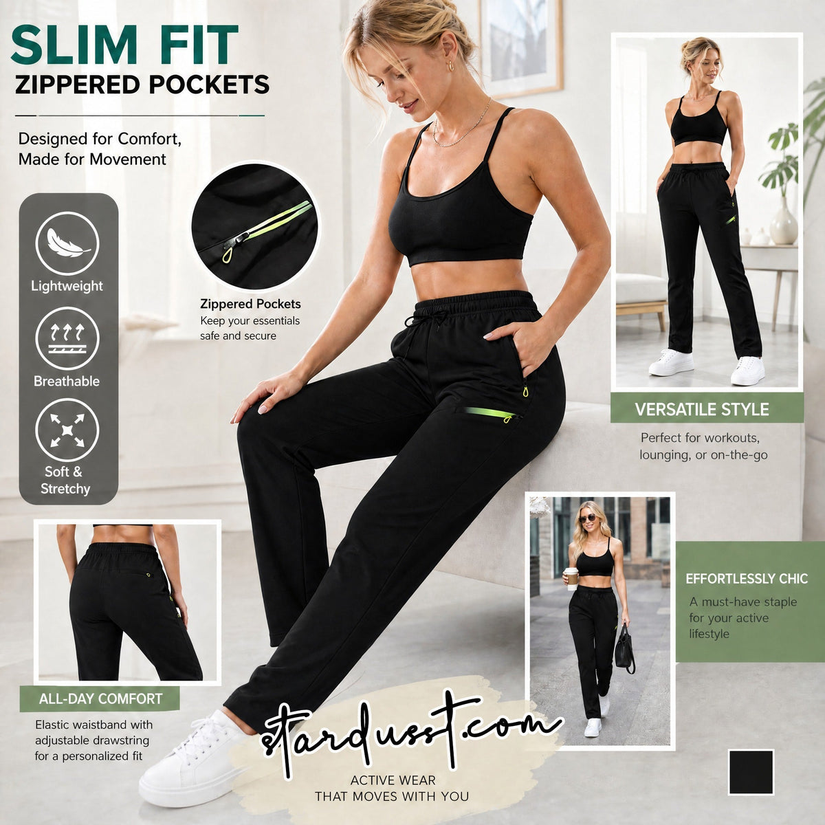 🔥Women’s Straight-Leg Cargo Trousers – Elastic Waist, 6-Pocket Casual Pants for Work, Travel & Everyday Wear 👖✨ 3