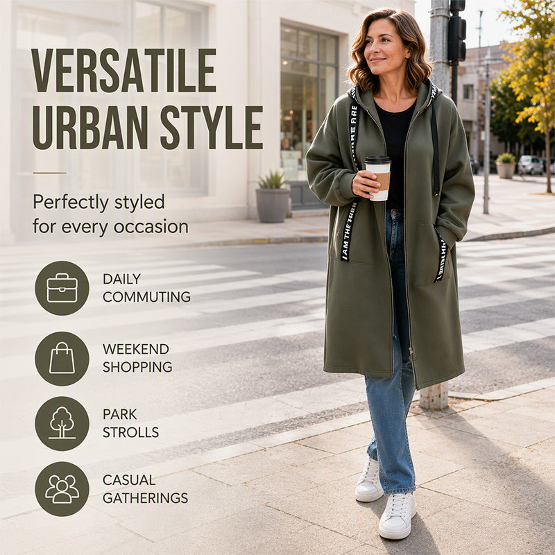 🧥Women's Hooded Long Sweatshirt – Cozy, Warm & Perfect for Fall & Winter