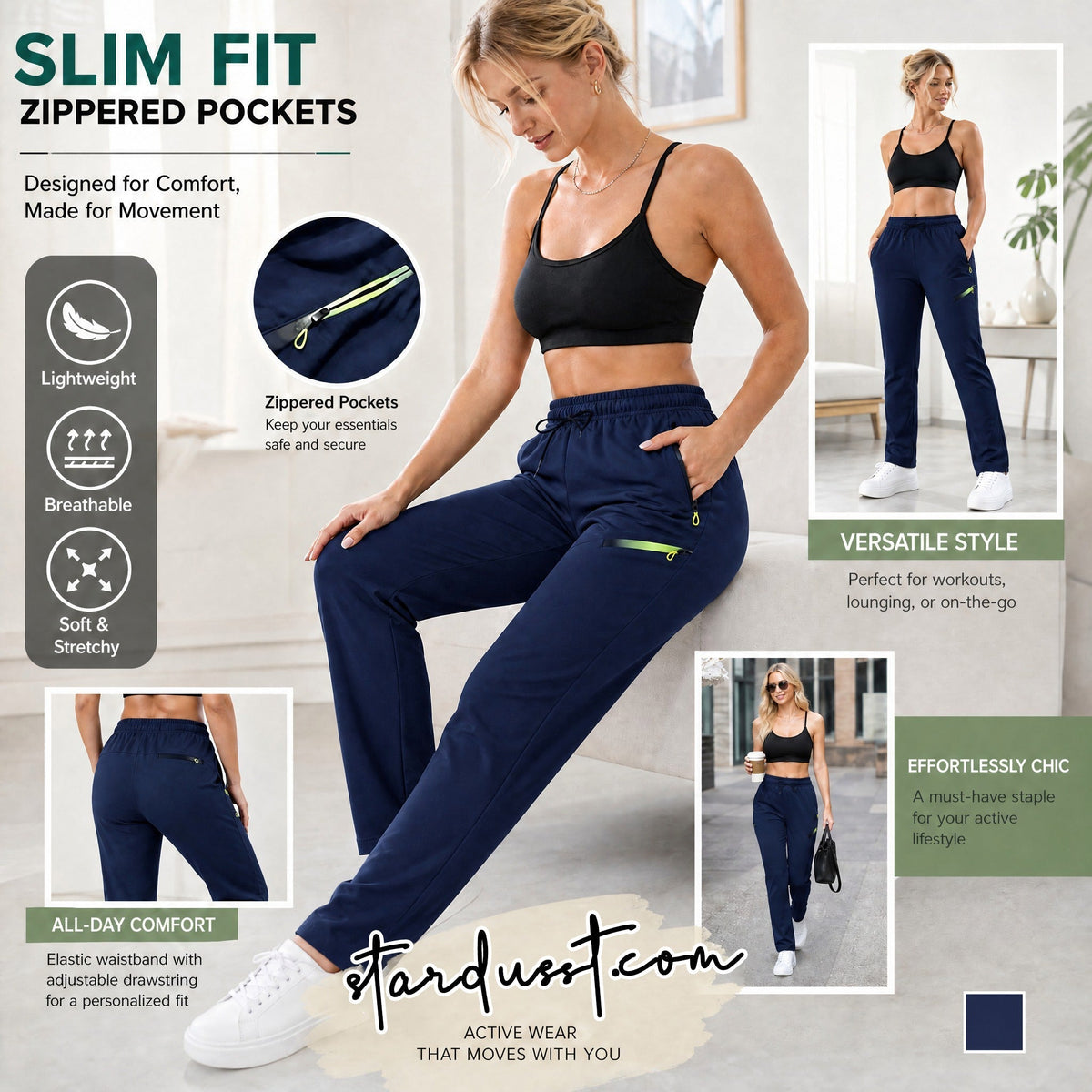 🔥Women’s Straight-Leg Cargo Trousers – Elastic Waist, 6-Pocket Casual Pants for Work, Travel & Everyday Wear 👖✨ 3