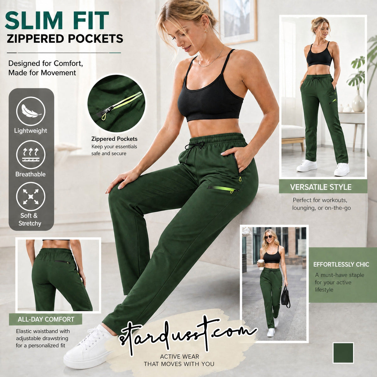 🔥Women’s Straight-Leg Cargo Trousers – Elastic Waist, 6-Pocket Casual Pants for Work, Travel & Everyday Wear 👖✨ 3