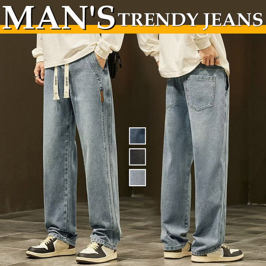 💥VARMT SALG 50% AVSLAG🎁Løse rette jeans for menn