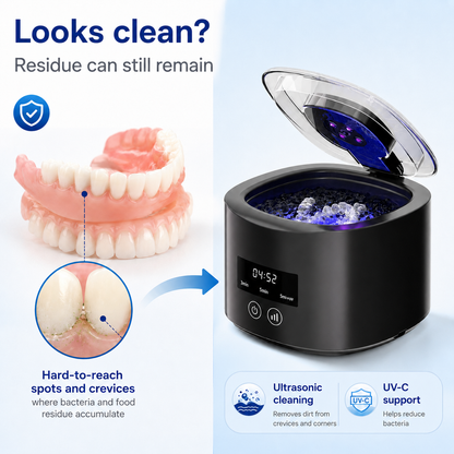 🦷 Denture Dome Ultrasonic UV-C Cleaner – For a fresher, cleaner denture in just 5 minutes