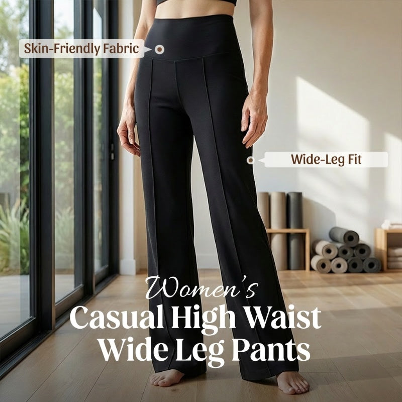 🧘‍♀️Women's High Waist Wide Leg Pants – Soft stretch fabric, gentle tummy control! Flattering fit for every shape. Easy pull-on, no tricky buttons. Your everyday essential. 🧵🦵