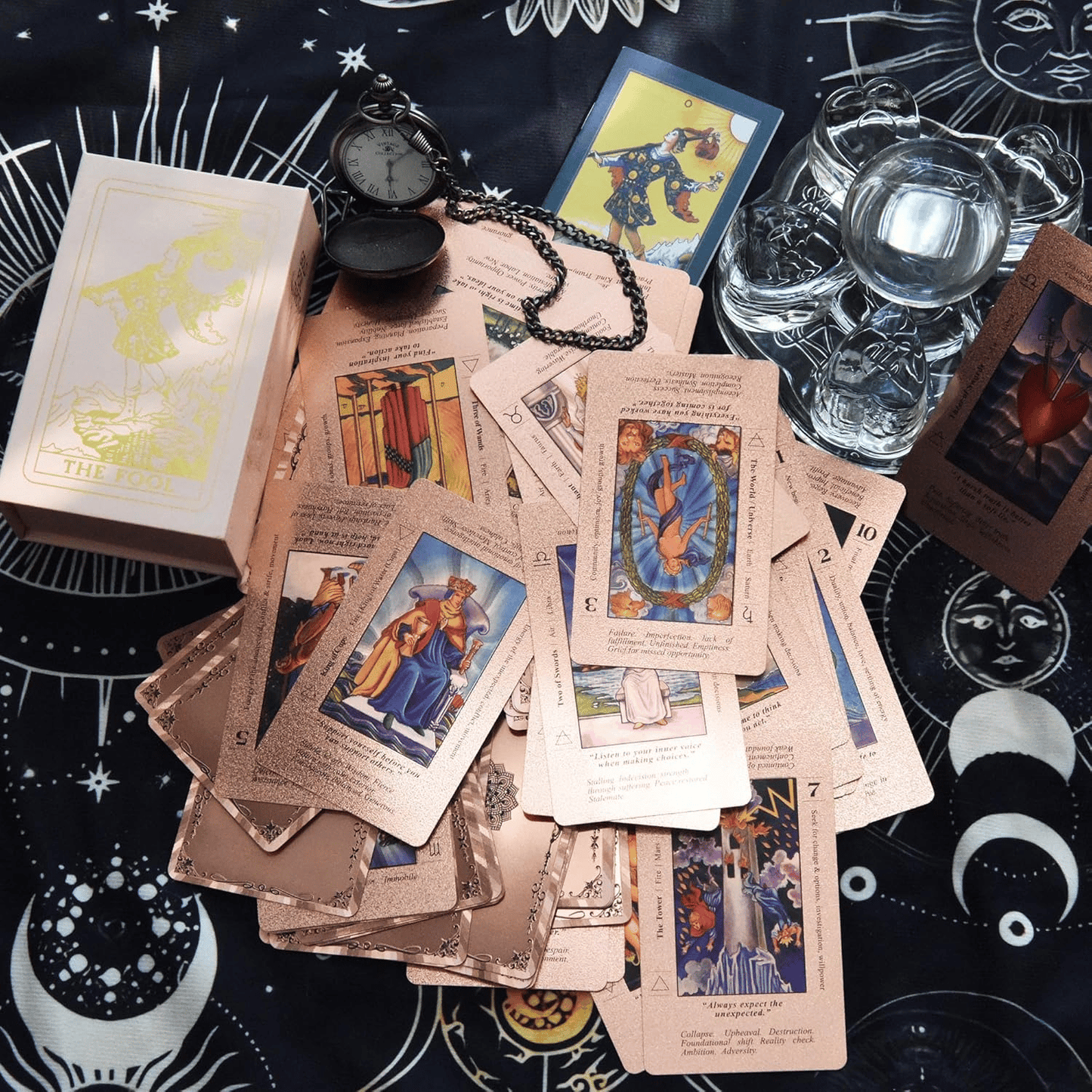 🔮50% OFF NOW! ✨ Witchy Cauldron Tarot Card Set – Rose Gold Accents, Complete Guide Book & Velvet Pouch 🎴📖