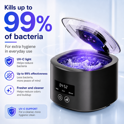🦷 Denture Dome Ultrasonic UV-C Cleaner – For a fresher, cleaner denture in just 5 minutes