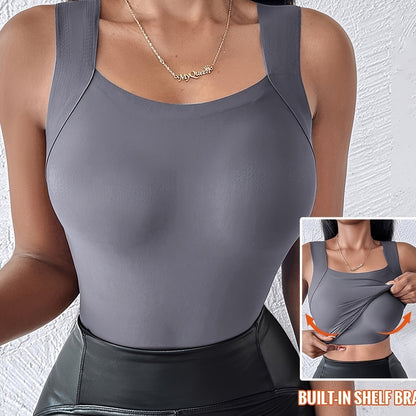 💐 Women’s U-Neck Tank Tops with Built-In Bra