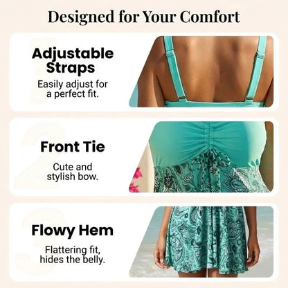 🔥 Women’s Tummy Control Swimdress with Shorts 👙🏖️