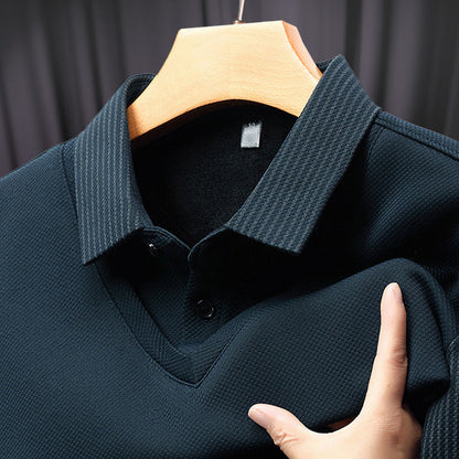 💕Men's Lapel Faux Two-Piece Knitted Shirt