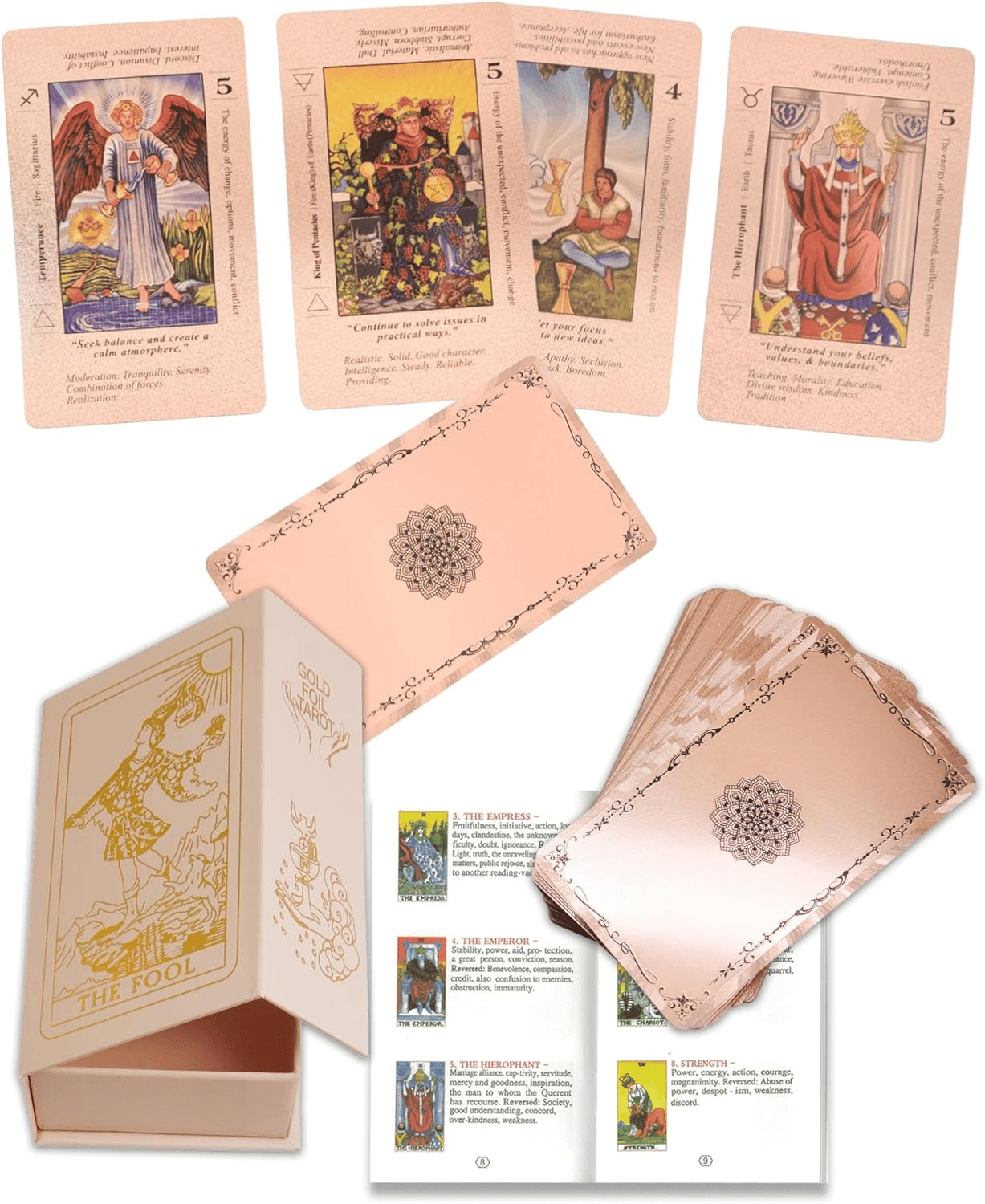 🔮50% OFF NOW! ✨ Witchy Cauldron Tarot Card Set – Rose Gold Accents, Complete Guide Book & Velvet Pouch 🎴📖