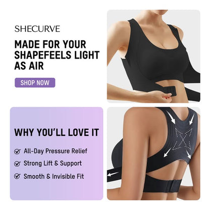 💖 🚗Delivered within five working days🔥⚡ Front-fastening criss-cross strap, wire-free posture-correcting bra ✨