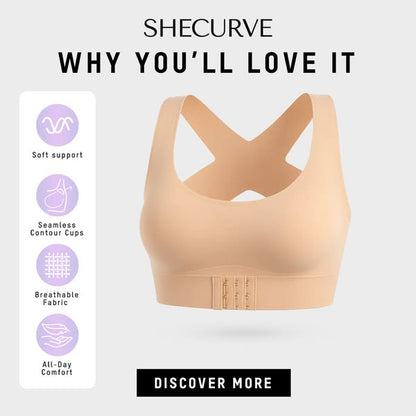 💖 🚗Delivered within five working days🔥⚡ Front-fastening criss-cross strap, wire-free posture-correcting bra ✨