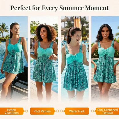 🔥 Women’s Tummy Control Swimdress with Shorts 👙🏖️