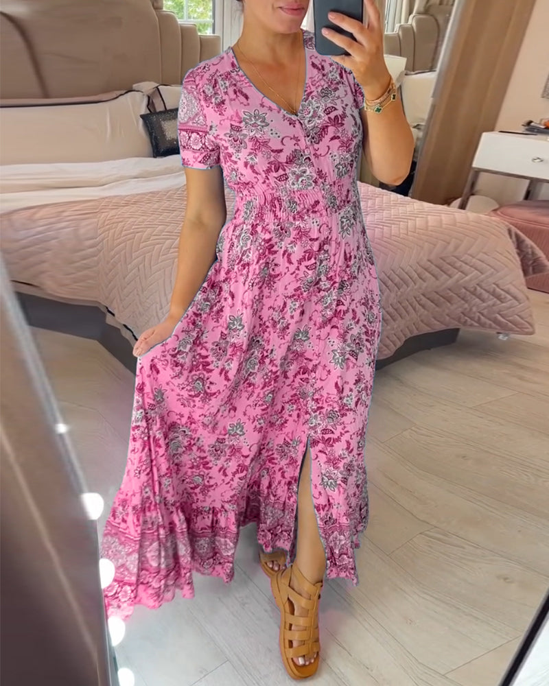 💃Floral Print V-neck Dress