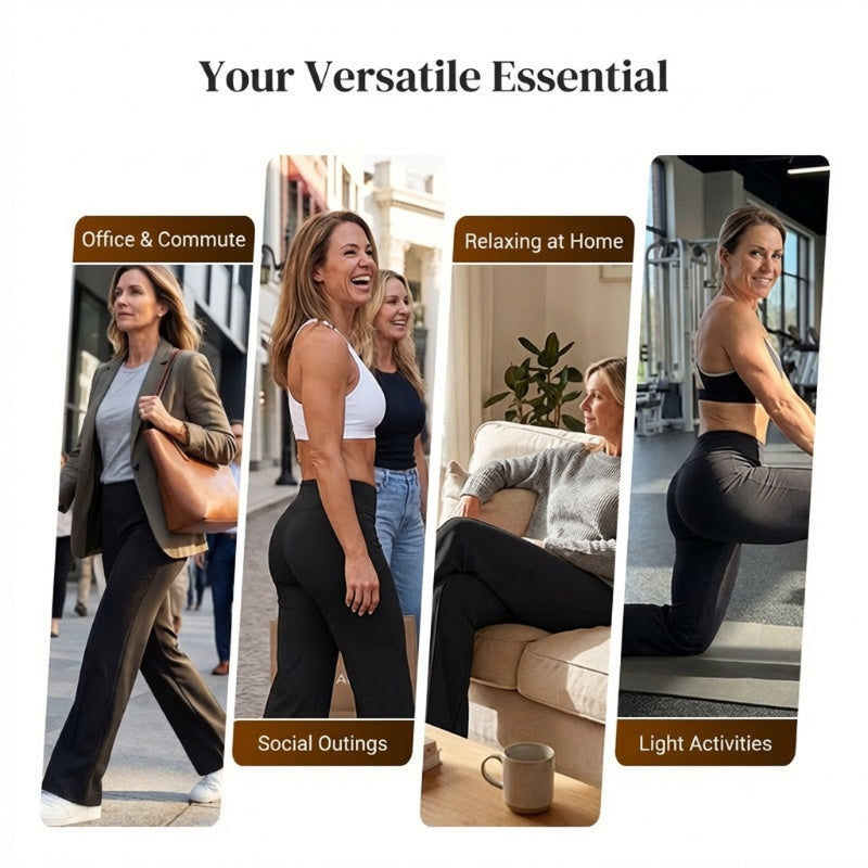 🧘‍♀️Women's High Waist Wide Leg Pants – Soft stretch fabric, gentle tummy control! Flattering fit for every shape. Easy pull-on, no tricky buttons. Your everyday essential. 🧵🦵