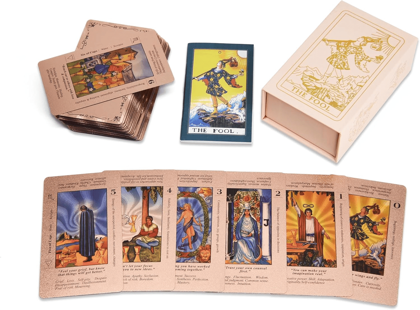 🔮50% OFF NOW! ✨ Witchy Cauldron Tarot Card Set – Rose Gold Accents, Complete Guide Book & Velvet Pouch 🎴📖