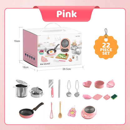 🎁 [Beste gave til barn] 🍳Barns ekte matlaging minikjøkkenleker - 22 PCS-sett