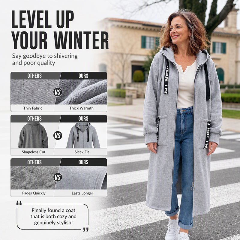 🧥Women's Hooded Long Sweatshirt – Cozy, Warm & Perfect for Fall & Winter