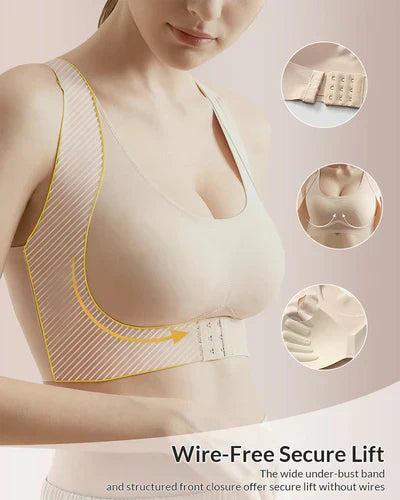 💖 🚗Delivered within five working days🔥⚡ Front-fastening criss-cross strap, wire-free posture-correcting bra ✨