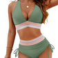 🩷HOT SALE 49% OFF💥Kjøp 2 ekstra 5% rabatt🩷V-hals patchwork bikini, 2-delt sett👙