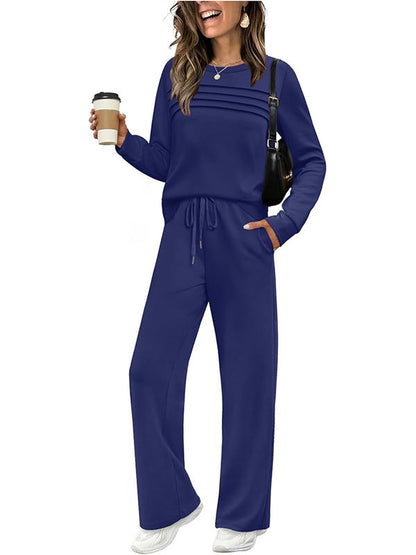 🔥LAST DAY 50% OFF✨Women's Crew Neck Top & Drawstring Pants Set