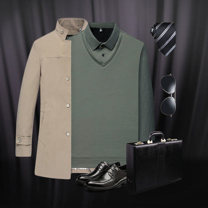💕Men's Lapel Faux Two-Piece Knitted Shirt