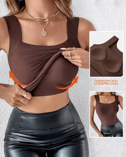 💐 Women’s U-Neck Tank Tops with Built-In Bra