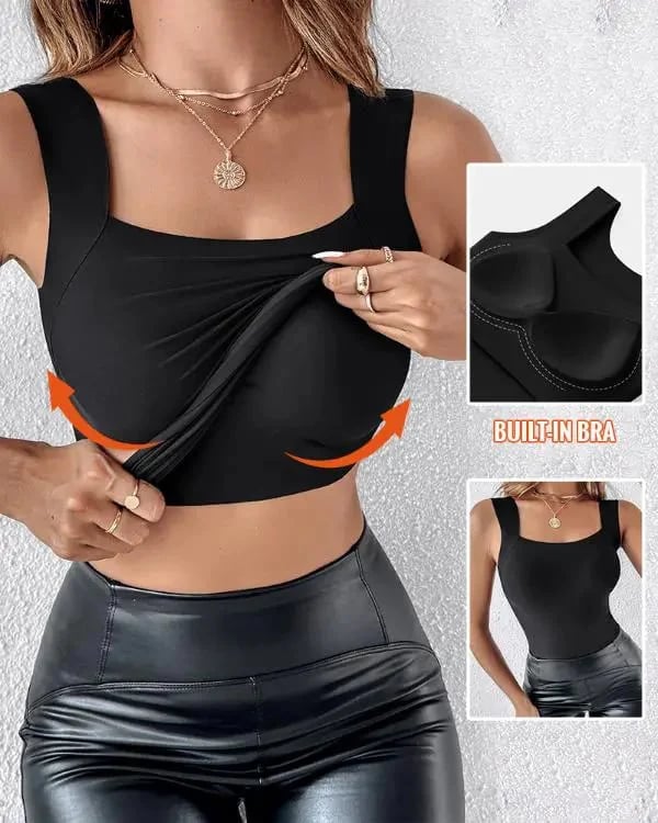 💐 Women’s U-Neck Tank Tops with Built-In Bra