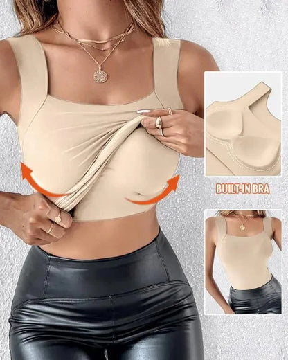 💐 Women’s U-Neck Tank Tops with Built-In Bra