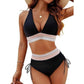 🩷HOT SALE 49% OFF💥Kjøp 2 ekstra 5% rabatt🩷V-hals patchwork bikini, 2-delt sett👙