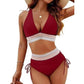 🩷HOT SALE 49% OFF💥Kjøp 2 ekstra 5% rabatt🩷V-hals patchwork bikini, 2-delt sett👙