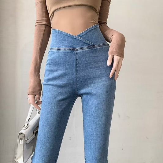 👖50 % Rabatt i en Begrenset Periode🔥Elastiske Microflared Jeans med Høy Midje