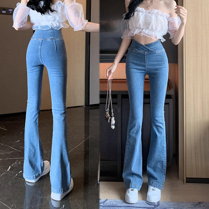 👖50 % Rabatt i en Begrenset Periode🔥Elastiske Microflared Jeans med Høy Midje