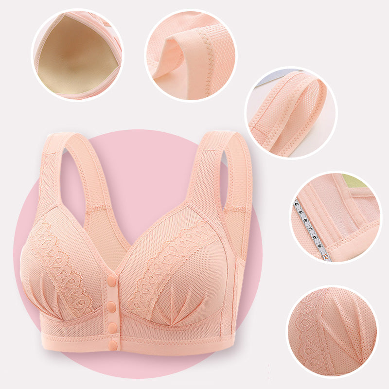 📢60% OFF!!⏰Front Button Breathable Skin-Friendly Cotton Bra