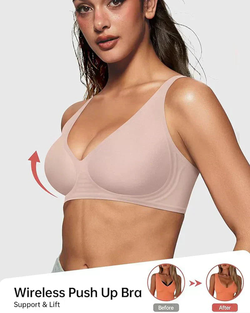 💗LAST DAY SALE 50% OFF⚡50K+ SOLD💕 Jelly Wireless Womens Comfortable Wireless Bras Push Up Bralettes Seamless Tshirts Bras Deep V Everyday Bras