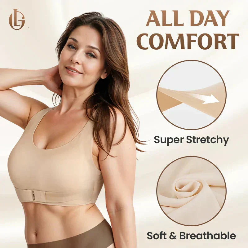 💖 🚗Delivered within five working days🔥⚡ Front-fastening criss-cross strap, wire-free posture-correcting bra ✨