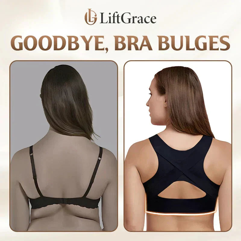 💖 🚗Delivered within five working days🔥⚡ Front-fastening criss-cross strap, wire-free posture-correcting bra ✨