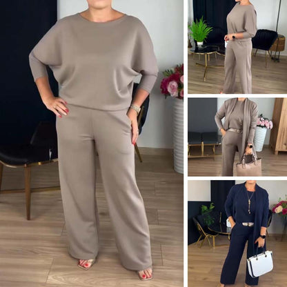 🔥👚👖【S-5XL】Last day offer: 50% off-Elegant Longline Cardigan & Top & Pants 3-Pieces Set