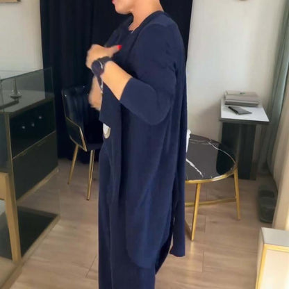 🔥👚👖【S-5XL】Last day offer: 50% off-Elegant Longline Cardigan & Top & Pants 3-Pieces Set