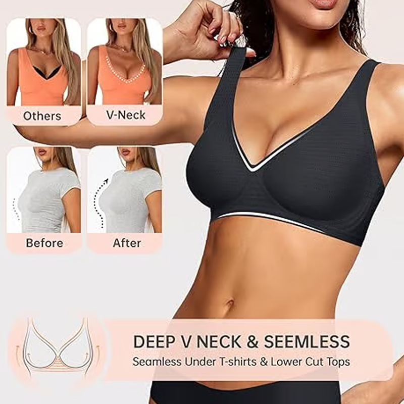 🎀Limited-time offer: 50% discount 💕  – the ultra-comfortable, wireless women's bra: seamless, low-V & push-up (free shipping on two items)