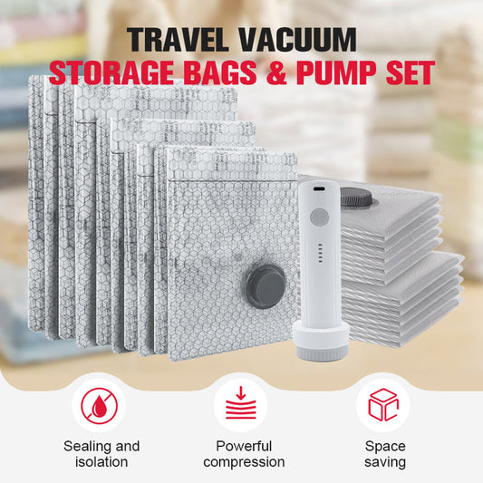Travel Vacuum Storage Bags & Portable Pump Set