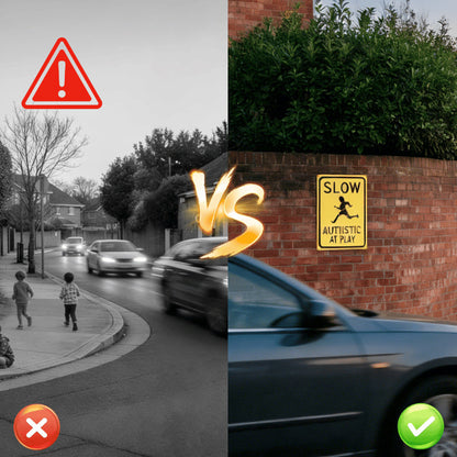 Slow Autistic Child At Play Warning Sign