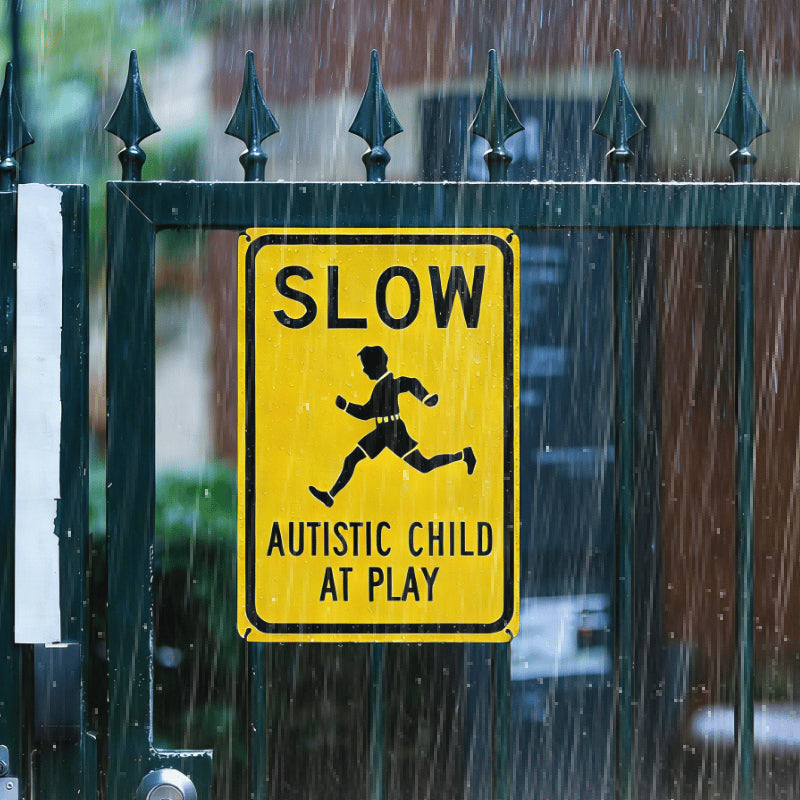 Slow Autistic Child At Play Warning Sign