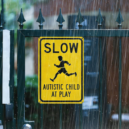 Slow Autistic Child At Play Warning Sign