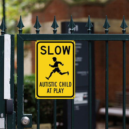 Slow Autistic Child At Play Warning Sign